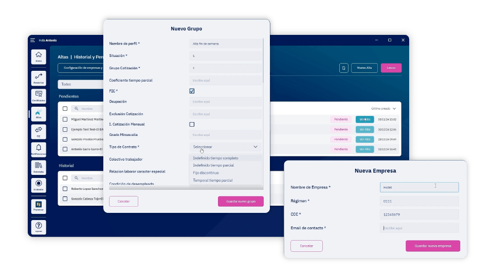 a3Pilot mostrando el proceso de altas masivas de trabajadores en la Seguridad Social